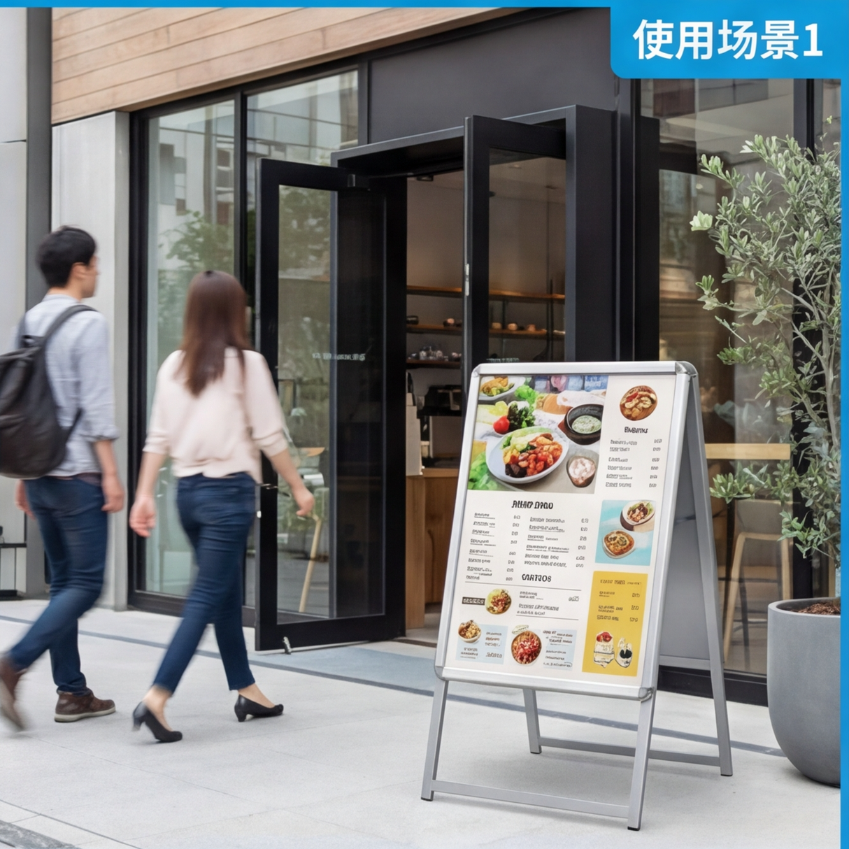 A型スタンド看板 A2 両面表示 屋外対応 防風 風対策セット 2点セット シルバー ブラック 木目 店舗用看板 2set-jc-a2-d