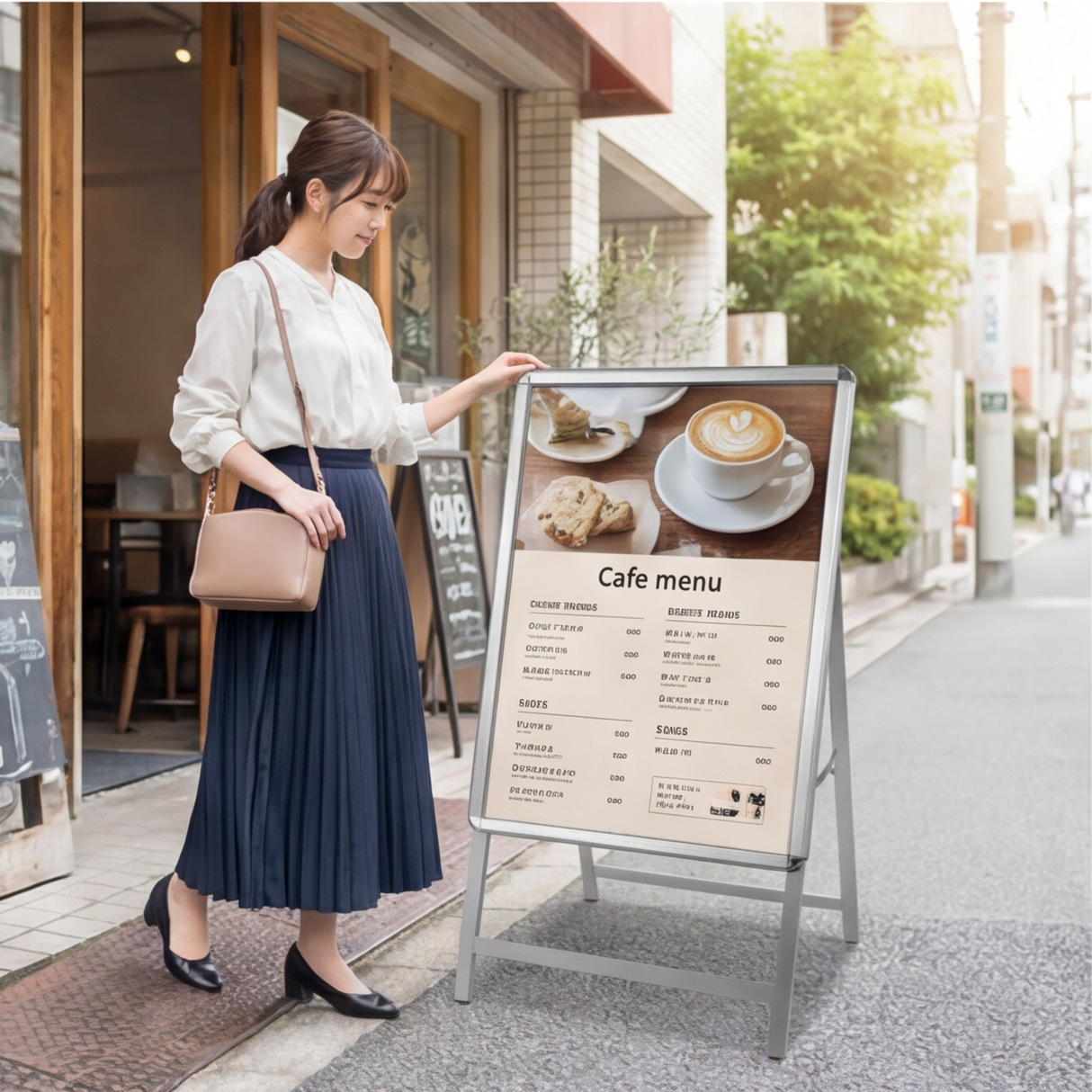 A型スタンド看板 A1 片面 屋外対応 防風 風対策セット 3色展開 シルバー ブラック 木目 店舗用看板 3SET-JC-A1-S