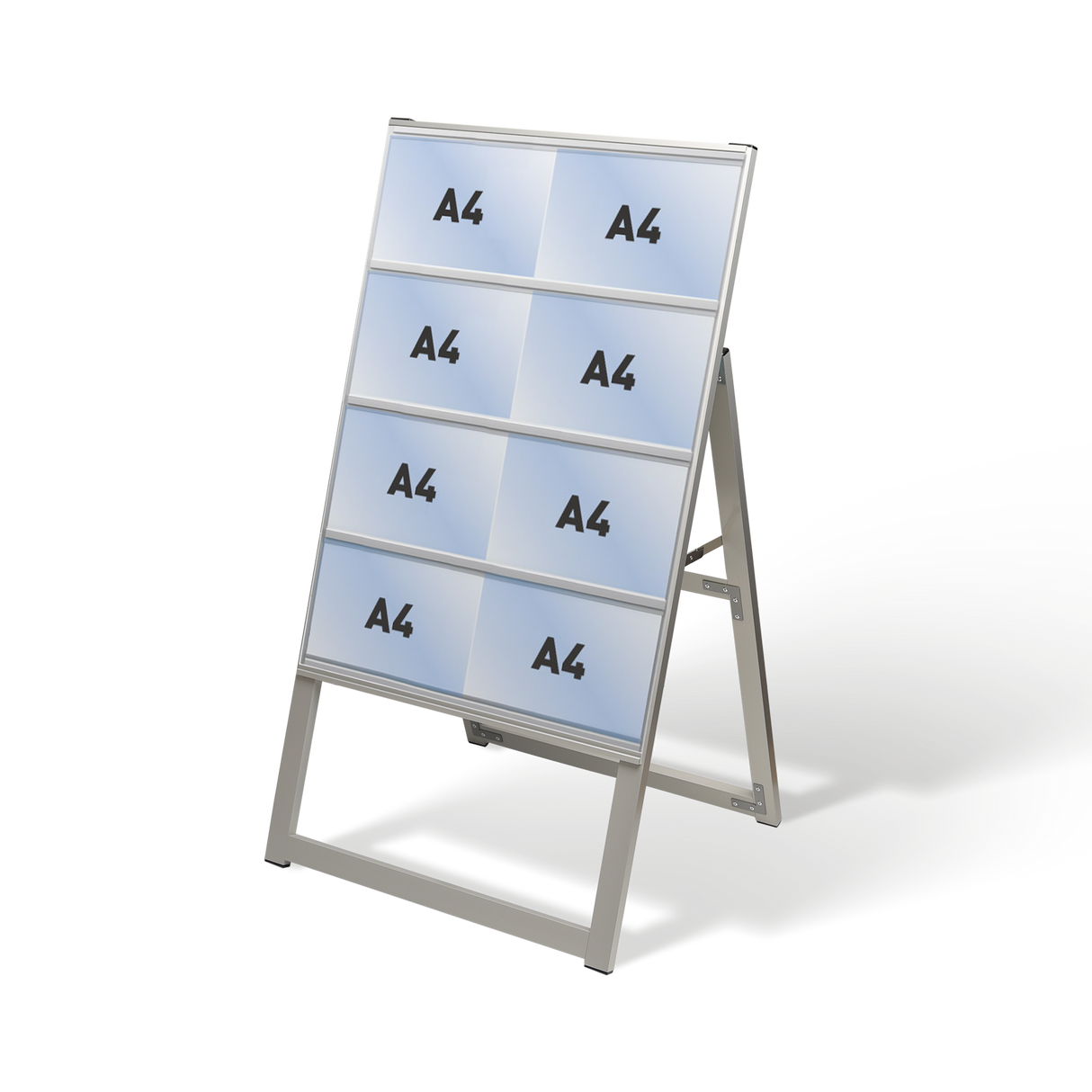 屋外対応アルミ製A型カードケーススタンド看板 ハイタイプ A4横8 片面 シルバー kdks-a4y8kh