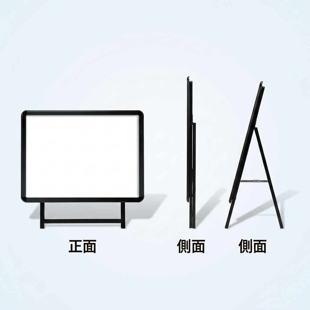 A型スタンド看板 A0サイズ 横型 片面仕様 屋外対応 耐候 軽量 アルミフレーム 折りたたみ式 スタンドサイン 店舗用看板 シルバー a0-s