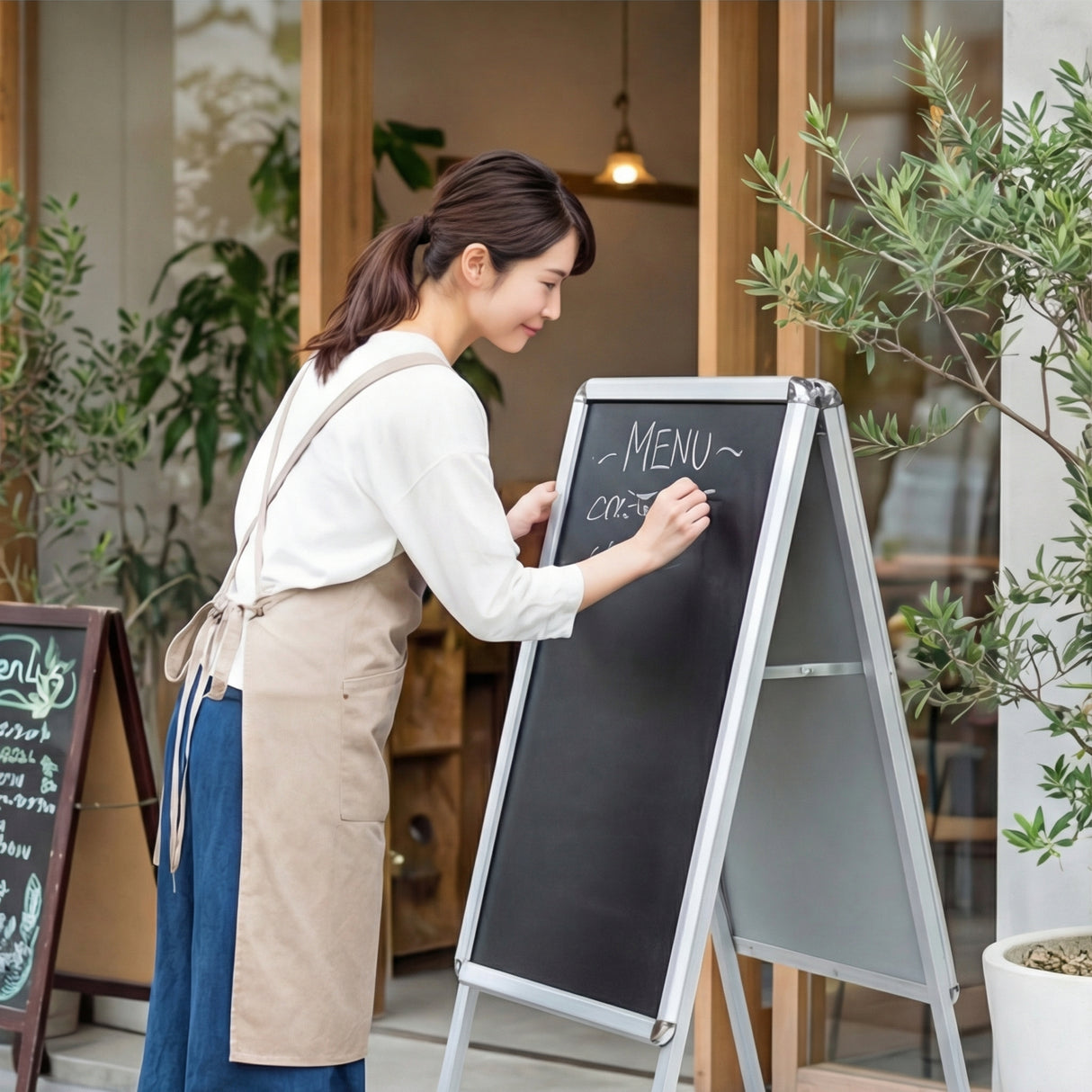 A型ブラックボード 両面 マーカー用 黒板 看板 店舗用 メニュー看板 スタンド c1-lk