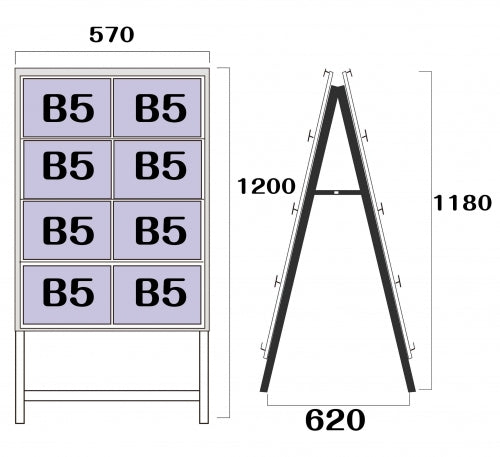 屋外対応アルミ製A型カードケーススタンド看板 ハイタイプ B5横16 両面 シルバー kdks-b5y16rh