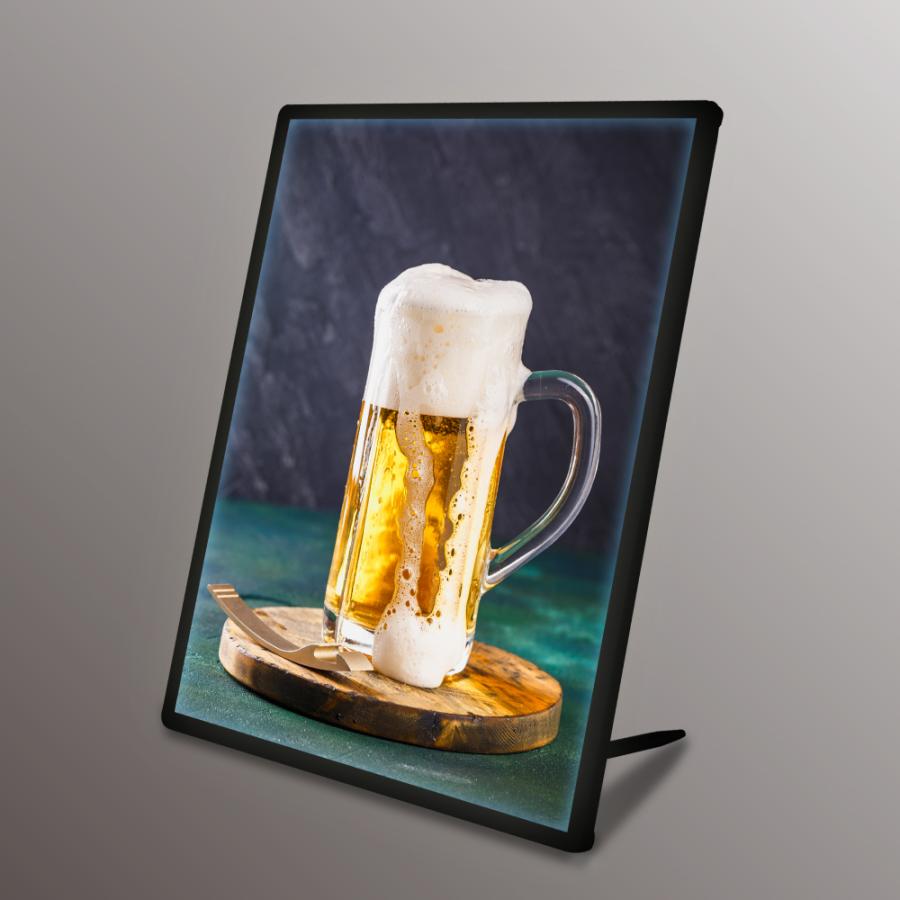 LEDポスターパネル 屋内用 A4 薄型 スライド式 シルバー/ブラック W212.5×H305mm ポスターフレーム LEDパネル led-pu-a4