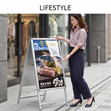 A型スタンド看板 A1 両面表示 屋外対応 防風 風対策セット 2点セット 3色展開 シルバー ブラック 木目 店舗用看板 2SET-JC-A1-D