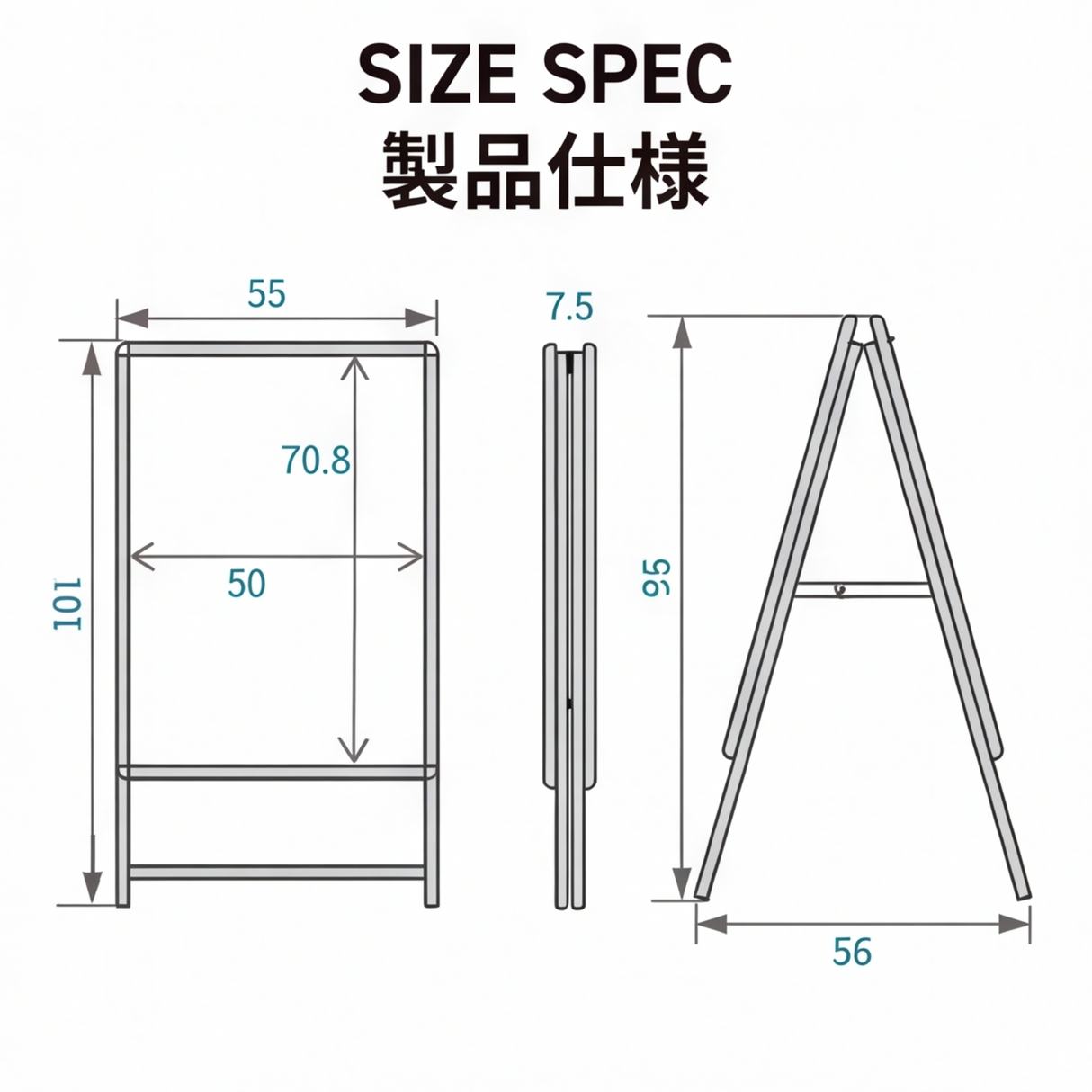 A型スタンド看板 B2 両面表示 屋外対応 防風 風対策セット 付属品付き 2点セット シルバー ブラック 木目 店舗用看板 2SET-JC-B2-D