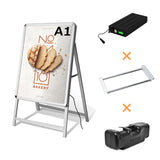 A型LEDライトパネル A1 片面表示 屋外対応 防風 風対策セット 付属品付き 3点セット シルバー ブラック 店舗用看板 3SET-BAT-ALP-A1S