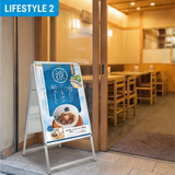 A型スタンド看板 B1 両面表示 屋外対応 防風 風対策セット 付属品付き 3点セット シルバー ブラック 木目 店舗用看板 3SET-JC-B1-D