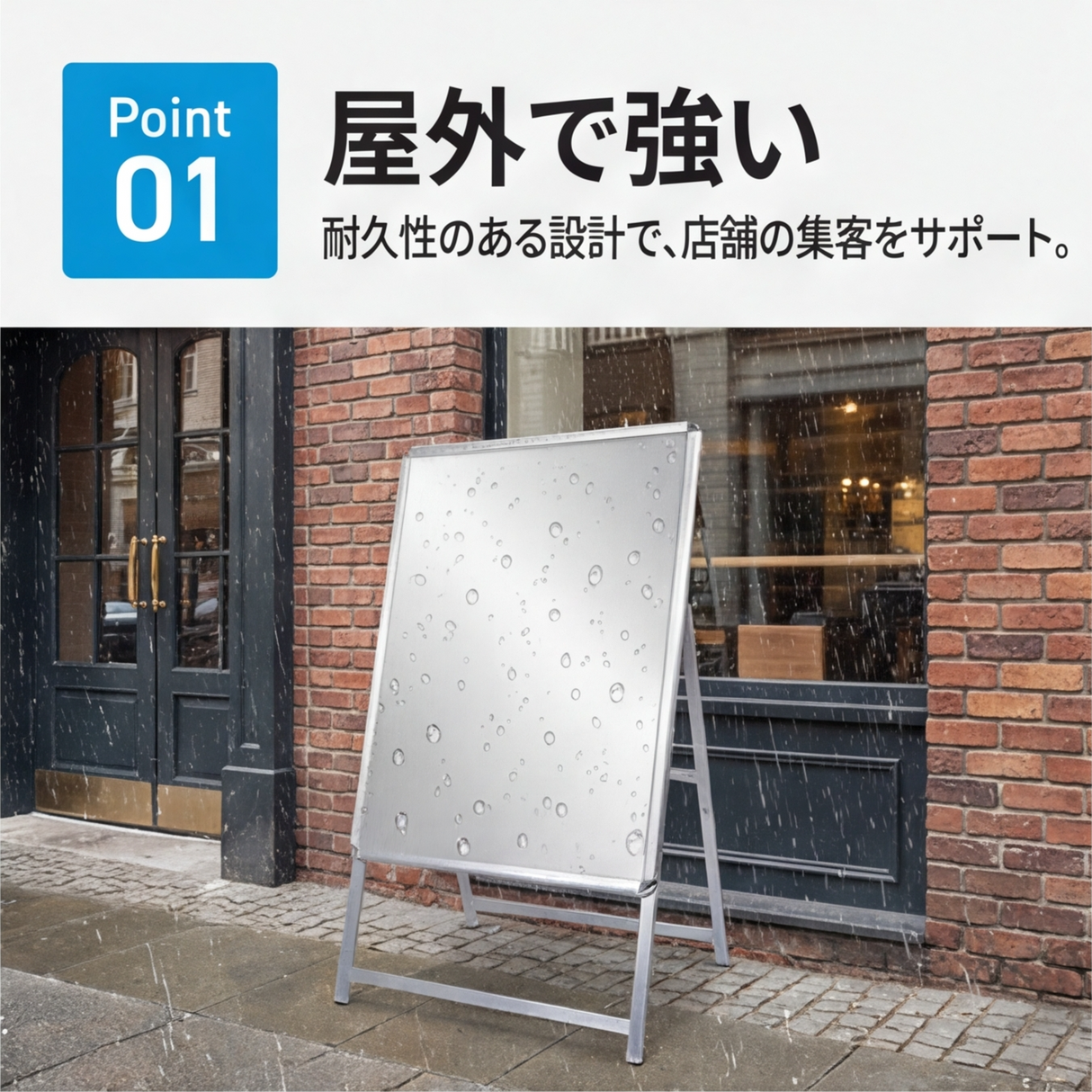 A型スタンド看板 B1 片面 屋外対応 防風 風対策セット 付属品付き 4点セット シルバー ブラック 木目 店舗用看板 4SET-JC-B1-S