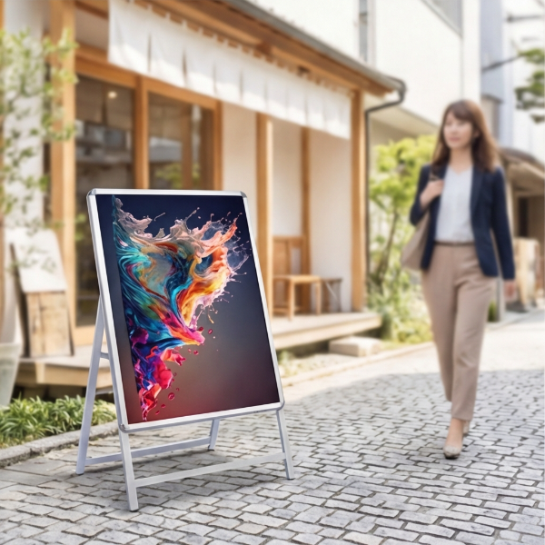 A型スタンド看板 B2 片面表示 屋外対応 防風 風対策セット 付属品付き 4点セット シルバー ブラック 木目 店舗用看板 4SET-JC-B2-S