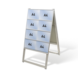 屋外対応アルミ製A型カードケーススタンド看板 ハイタイプ A4横16 両面 シルバー kdks-a4y16rh