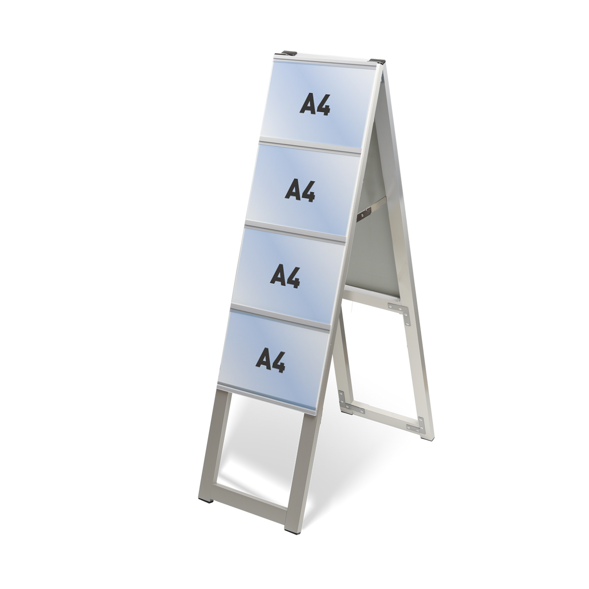 屋外対応アルミ製A型カードケーススタンド看板 ハイタイプ A4横8 両面 シルバー kdks-a4y8rh