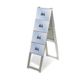 屋外対応アルミ製A型カードケーススタンド看板 ハイタイプ A4横8 両面 シルバー kdks-a4y8rh