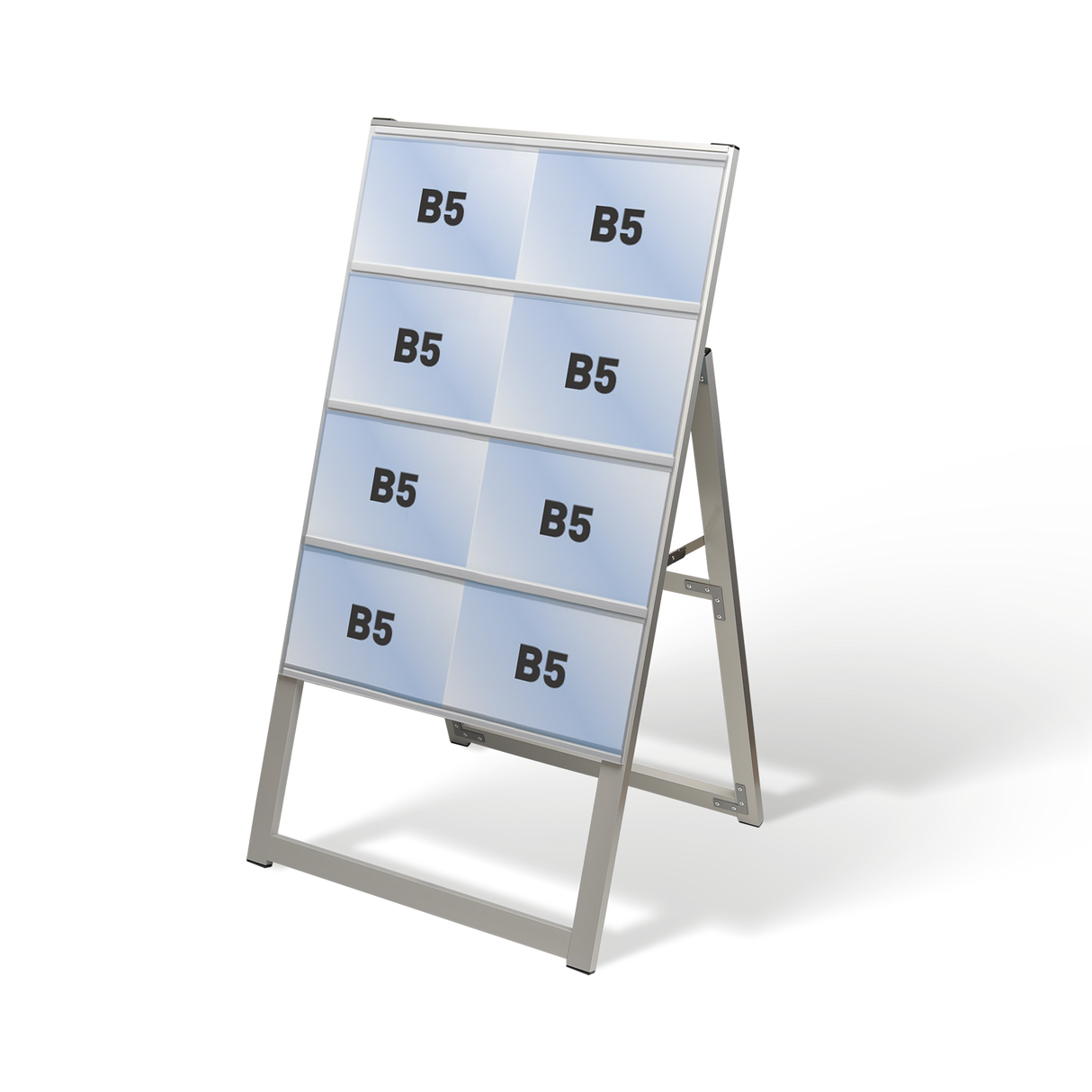 屋外対応アルミ製A型カードケーススタンド看板 ハイタイプ B5横8 片面 シルバー kdks-b5y8kh