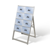屋外対応アルミ製A型カードケーススタンド看板 ハイタイプ A4横8 片面 シルバー kdks-a4y8kh