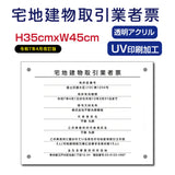 宅地建物取引業者票 透明アクリル5mm 宅建業者票 法定看板 不動産事務所用 Takuchi-01