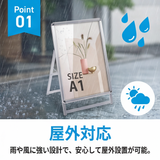 A型スタンド看板 A1サイズ ロータイプ 片面仕様 屋外対応 耐候 軽量 アルミフレーム 折りたたみ式 スタンドサイン 店舗用看板 シルバー ブラック a1-s-low