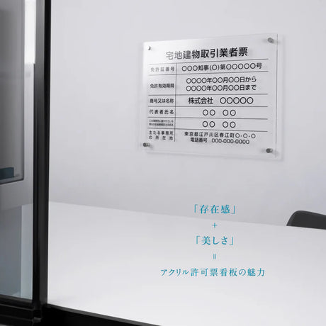 令和7年改正版 宅地建物取引業者票 透明クリア W450×H350mm 法定看板 事務所用 gspl-3tr