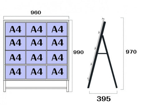 屋外対応アルミ製A型カードケーススタンド看板 A4横12 片面 シルバー kdks-a4y12k