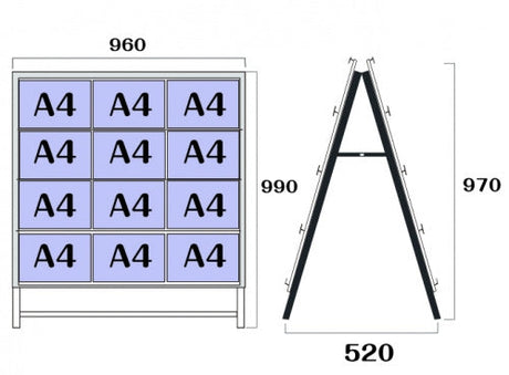 屋外対応アルミ製A型カードケーススタンド看板 A4横24 両面 シルバー kdks-a4y24r