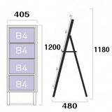 屋外対応アルミ製A型カードケーススタンド看板 B4横4 片面 シルバー kdks-b4y4k