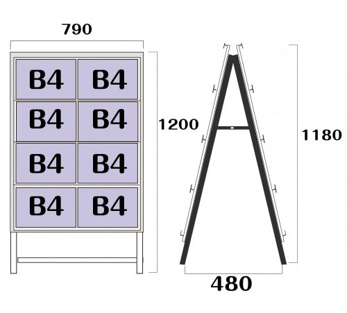 屋外対応アルミ製A型カードケーススタンド看板 B4横8 片面 シルバー kdks-b4y8k