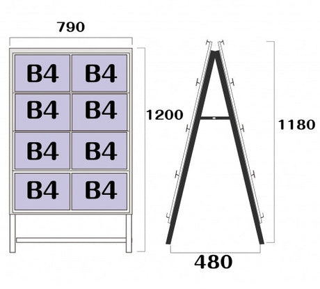 屋外対応アルミ製A型カードケーススタンド看板 B4横8 片面 シルバー kdks-b4y8k