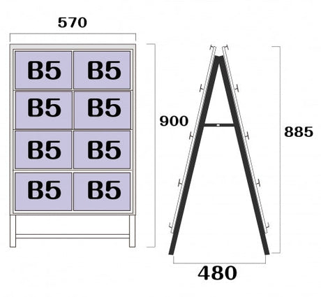 屋外対応アルミ製A型カードケーススタンド看板 B5横16 両面 シルバー kdks-b5y16r