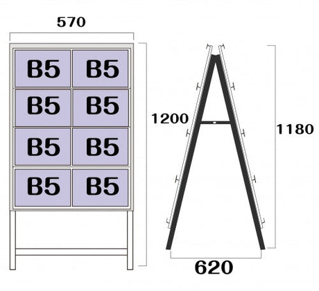 屋外対応アルミ製A型カードケーススタンド看板 ハイタイプ B5横16 両面 シルバー kdks-b5y16rh
