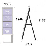 屋外対応アルミ製A型カードケーススタンド看板 ハイタイプ B5横4 片面 シルバー kdks-b5y4kh