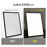 LEDポスターパネル 屋内用 A4 薄型 スライド式 シルバー/ブラック W212.5×H305mm ポスターフレーム LEDパネル led-pu-a4