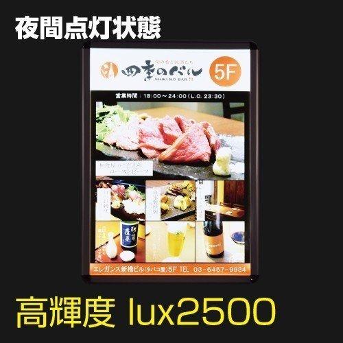 LEDポスターパネル 屋外用 B2 四辺開閉式 シルバー W575×H790mm ポスターフレーム LEDパネル pgled-b2