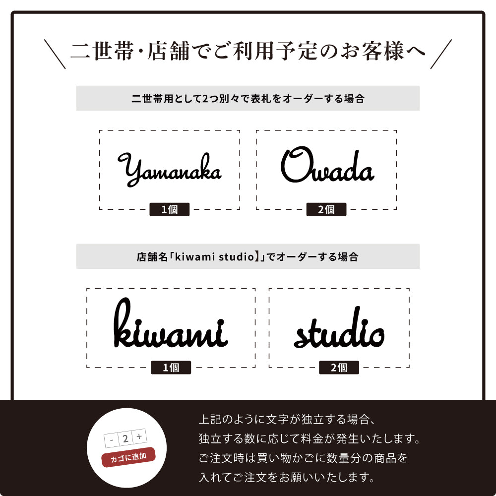表札 おしゃれ アクリル表札 両面マット 5mm厚｜戸建て・マンション・門柱・ポスト対応 筆記体デザイン（黒/白）gs-nmpl-1015c