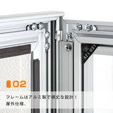 LEDポスターパネル A2サイズ 屋外対応 防犯鍵付き 薄型 W520×H694mm ポスターフレーム LEDパネル シルバー T003-3-A2