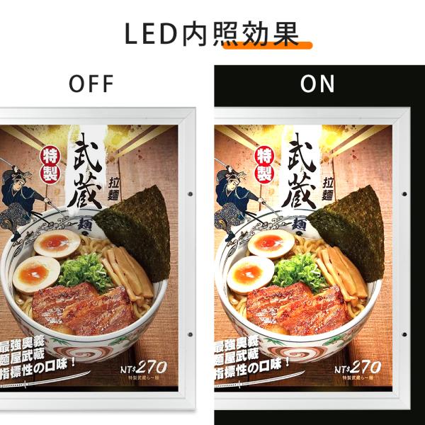 LEDポスターパネル B1サイズ 屋外対応 防犯鍵付き 薄型 W828×H1130mm ポスターフレーム LEDパネル シルバー T003-3-B1