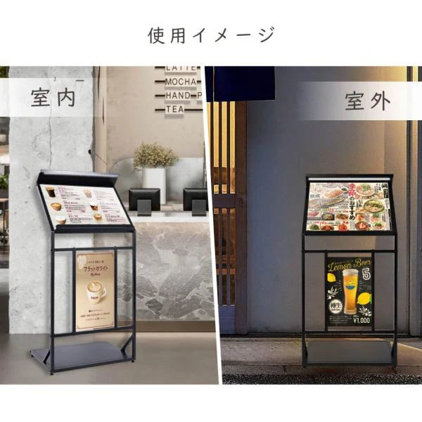 LEDメニュースタンド看板 片面 W570×H1200mm 店舗用 ライト付き メニュー表示 看板 tks-ksd-led